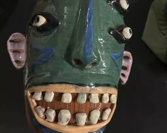 Carl Block pottery face jug, Waxahachie Tx, 11 inches tall