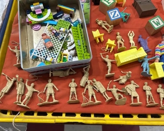 old play set toys, Marx Lego cowboy indian more