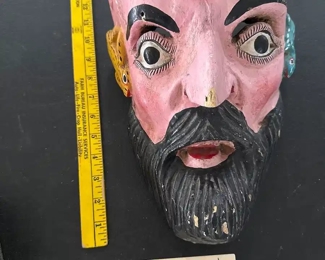 antique wooden mask bearded man