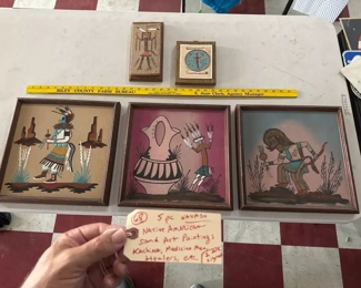old Navajo sand art painings 5 of them some signed