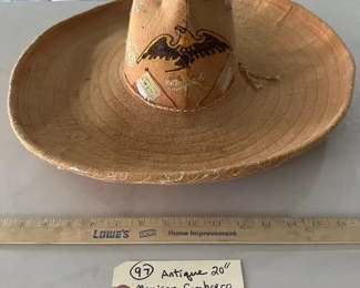 very old Pancho Villa era sombrero with embroidered eagle