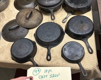 collection of cast iron frying pans Wagner, Piqua, more