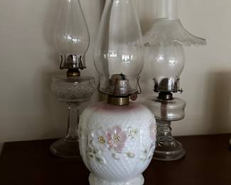 A small gathering of a great collection of oil lamps! 