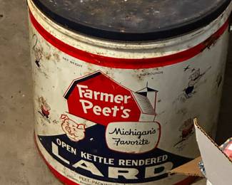 FARMER PEET TIN LARD BUCKET! 