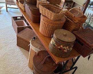 Now we have been in the house for a couple of days, items are starting to come together! This is the BASKET collection! Peterboro ~ Longaberger ~ and MANY HANDMADE and signed! 
