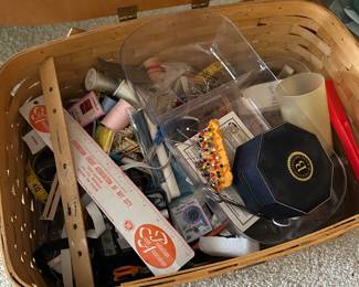 Vintage Peterboro Sewing Basket! FILLED all for one price! 