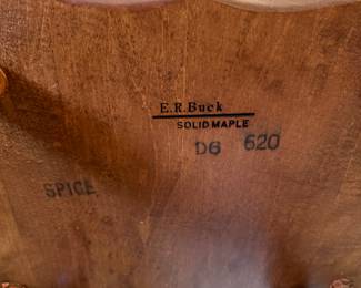 The dining room table is SOLID MAPLE and was produced bye E.R. BOCK! It comes with table leaves and four solid maple chairs! All the pieces are in near mint condition! The stain is called "SPICE"