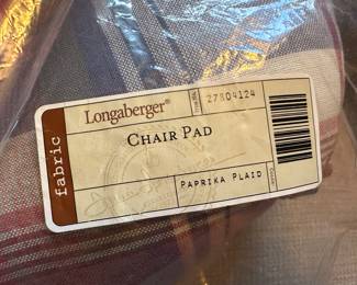 Here is a set of four NEW OLD STOCK - Waverly Longaberger Paprika Plaid Bombay Chair Cushions!   MINT UNUSED IN ORIGINAL PACKAGING! 
