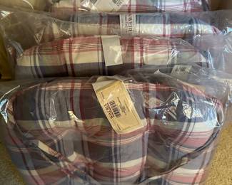 Here is a set of four NEW OLD STOCK - Waverly Longaberger Paprika Plaid Bombay Chair Cushions!   MINT UNUSED IN ORIGINAL PACKAGING! 