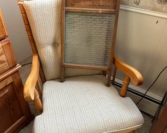 This rocker is just waiting for you! Also a glass Saginaw Wash Board! 