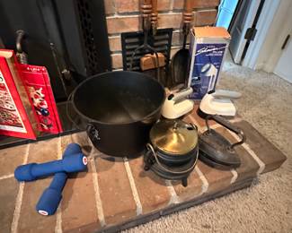 A couple of vintage iron pots and irons! 