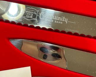 This knife set is MINT IN THE ORIGINAL BOX! These were employee Christmas Gifts from Community State Bank! 