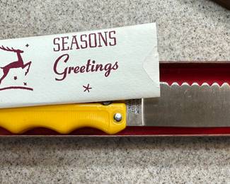 This knife is MINT IN THE ORIGINAL BOX! These were employee Christmas Gifts from Community State Bank! 