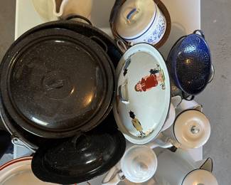 A HUGE SUPERB collection of Enamelware and Vintage Crockery! 