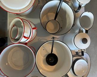 A HUGE SUPERB collection of Enamelware and Vintage Crockery! 