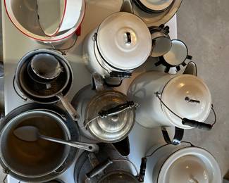 A HUGE SUPERB collection of Enamelware and Vintage Crockery! 