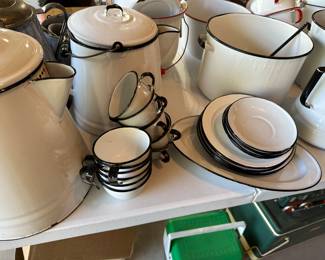 A HUGE SUPERB collection of Enamelware and Vintage Crockery! 
