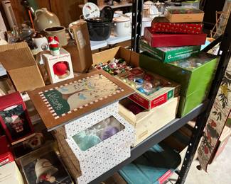 Just one of the MANY tables filled with Vintage to Contemporary Holiday Items! 