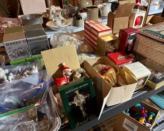 Just one of the MANY tables filled with Vintage to Contemporary Holiday Items! 