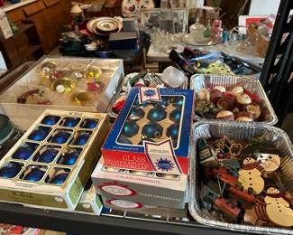 Just one of the MANY tables filled with Vintage to Contemporary Holiday Items! 