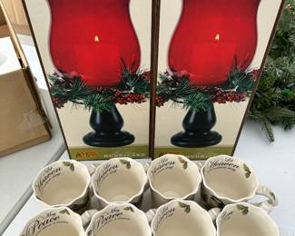 How about two Beautiful Candles Center pieces to go along with the  CRACKER BARREL Holiday Mugs! Both in their original boxes! 