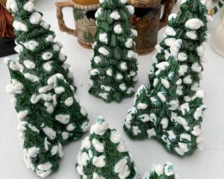 This set of lovely ceramic snow covered trees will work with ANY decor! 