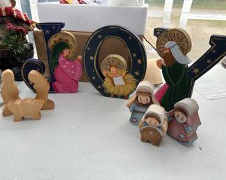 So many wooden mangers and cutouts! 