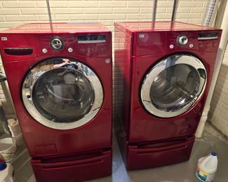 LG Front-Load Washer and Dryer WITH Stands!  Wild Cherry Red ~ Excellent Condition!