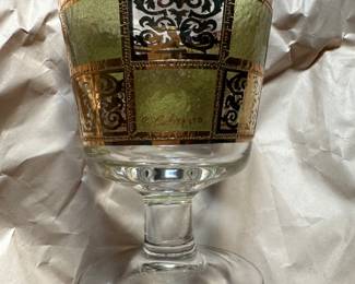 A Lovely set of Vintage MCM Green w/ Gold Prado Culver footed glasses!