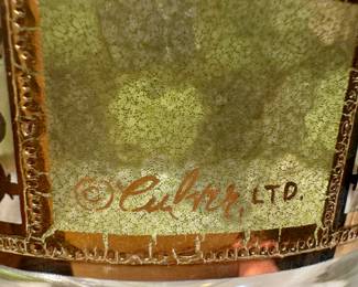 A Lovely set of Vintage MCM Green w/ Gold Prado Culver footed glasses!