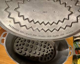 Wagner Ware Sidney-O Drip Drop Baster Oval Aluminum Roaster w/ Lid RARE