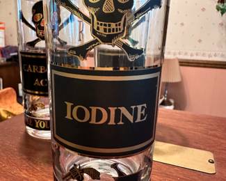 Set of EIGHT SUPERB Vintage MCM Briard Name Your Poison Highball Glasses ~  Skull Crossbones ~ IODINE