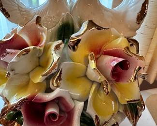 STUNNING Capodimonte Flower Basket with Doves!