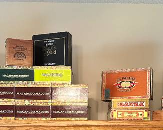 An entire collection of Cigar Boxes! Beautiful wood boxes with dovetail work and MORE!