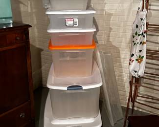 Need a tote or two - this is stack # 1 of FOUR stacks of totes in every color, shape and size! 