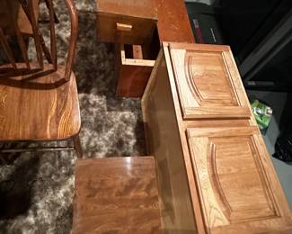 Small side table, two vintage wooden boxes and a two door cabinet! 