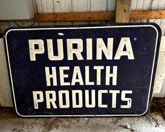 54" X 35" Vintage Metal Purina Health Products Sign! 