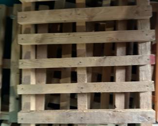 A large tote of interesting wooden grates - about 1’ x 1’ and are nailed. 