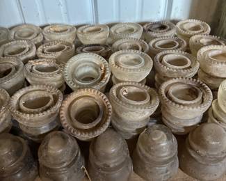 Dozens of CLEAR GLASS INSULATORS! NO CHIPS OR CRACKS! 