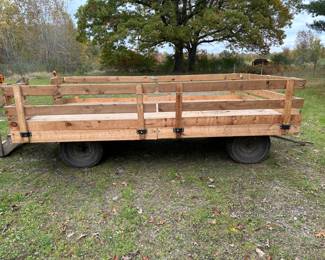 This is an OUTSTANDING Hay (Ride) Wagon!  It is in SUPERB condition! Size 8’ x 14’ Back stairs, electrical and ready to go! 