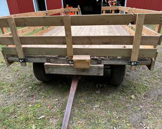 This is an OUTSTANDING Hay (Ride) Wagon!  It is in SUPERB condition! Size 8’ x 14’ Back stairs, electrical and ready to go! 