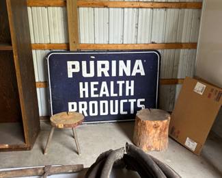 Antique Leather Yokes and in the background that FANTASTIC Purina Health Products Sign! 