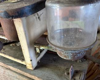 Antique Anchor Cast Iron Two Burner Stove with original glass gas reservoir! 