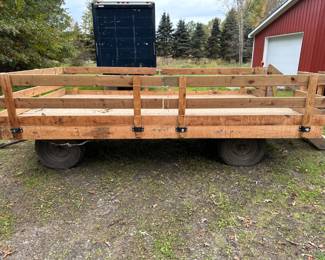 This is an OUTSTANDING Hay (Ride) Wagon!  It is in SUPERB condition! Size 8’ x 14’ Back stairs, electrical and ready to go! 
