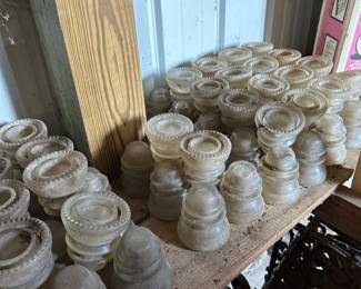 Dozens of CLEAR GLASS INSULATORS! NO CHIPS OR CRACKS! 