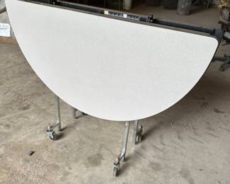 These are fantastic round tables that fold up! They are in EXCELLENT condition! There are SIX of them AND with each table sold - you can pick 6 chairs to go with it ~ which will be included the price! (See other pic for chairs!)