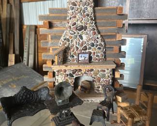 This is a miniature living room setup. Found in a dusty shoe box under the stairs in the barn! 