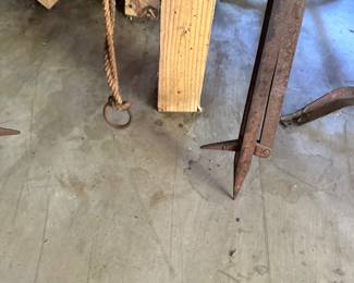 TWO antique cast irons Hay Bale Forks! 