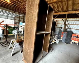 4 Large wooden shelving units! Have glass doors too!