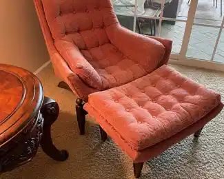 Mid-Century Modern Upholstered Club Chair and Ottoman